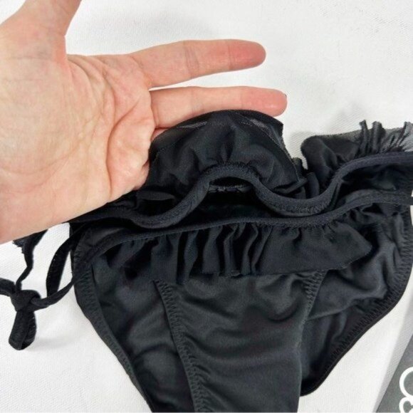 NEW Chaser Ruffle Tie Side Bikini Bottom Black Size M - Picture 8 of 9